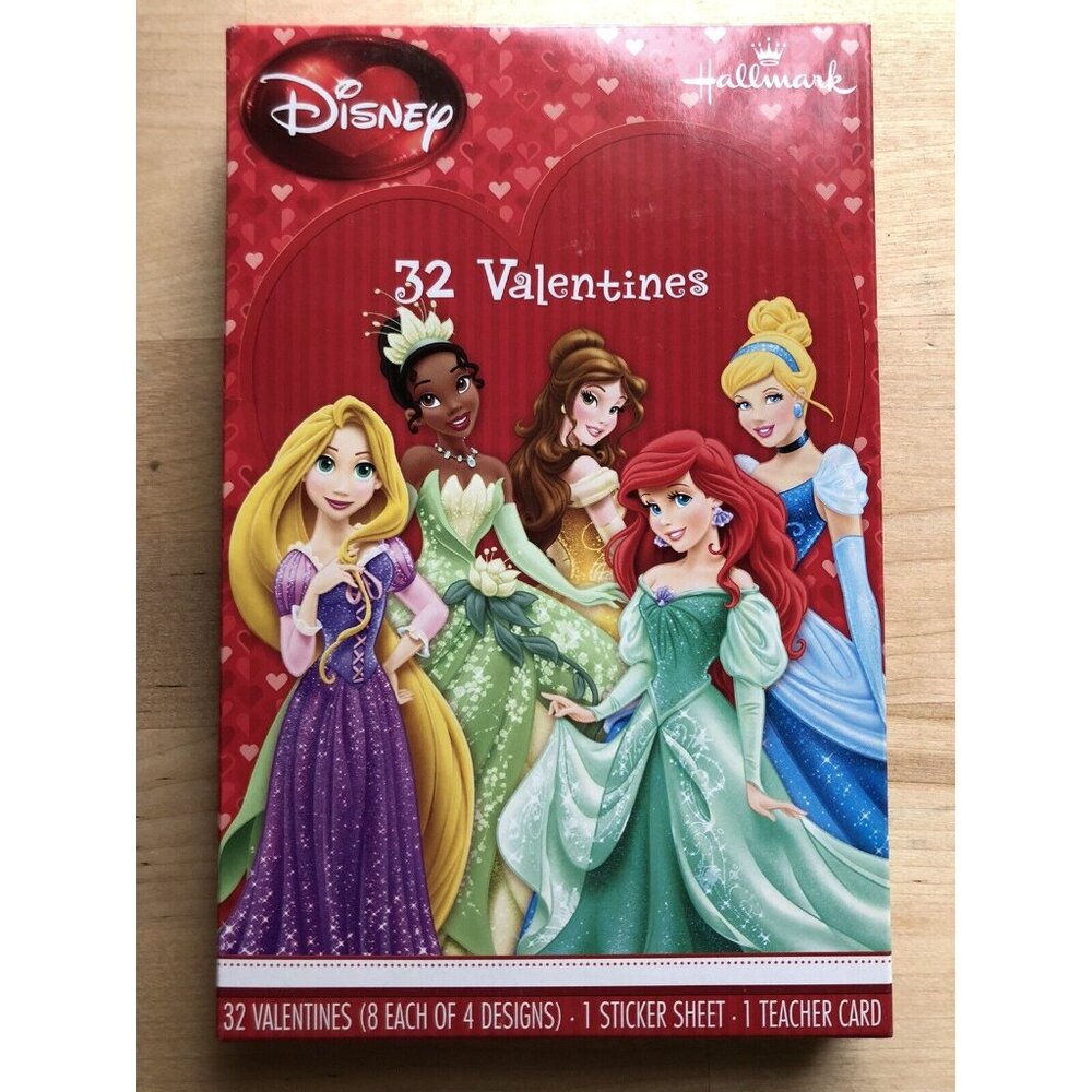 32 Valentines Day Disney Princess Cards & Teacher Card & Stickers Hallmark